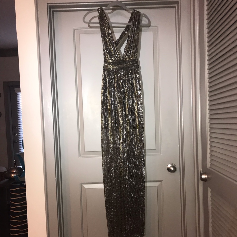 Black and gold shimmery maxi dress